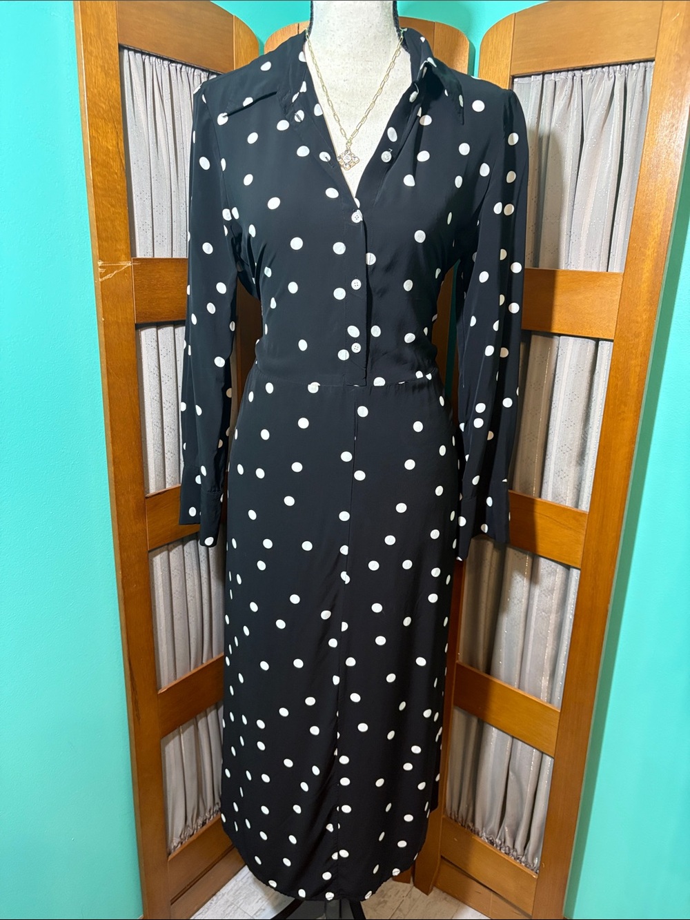 Paris Atelier Black Polka Dot Long Sleeve Dress